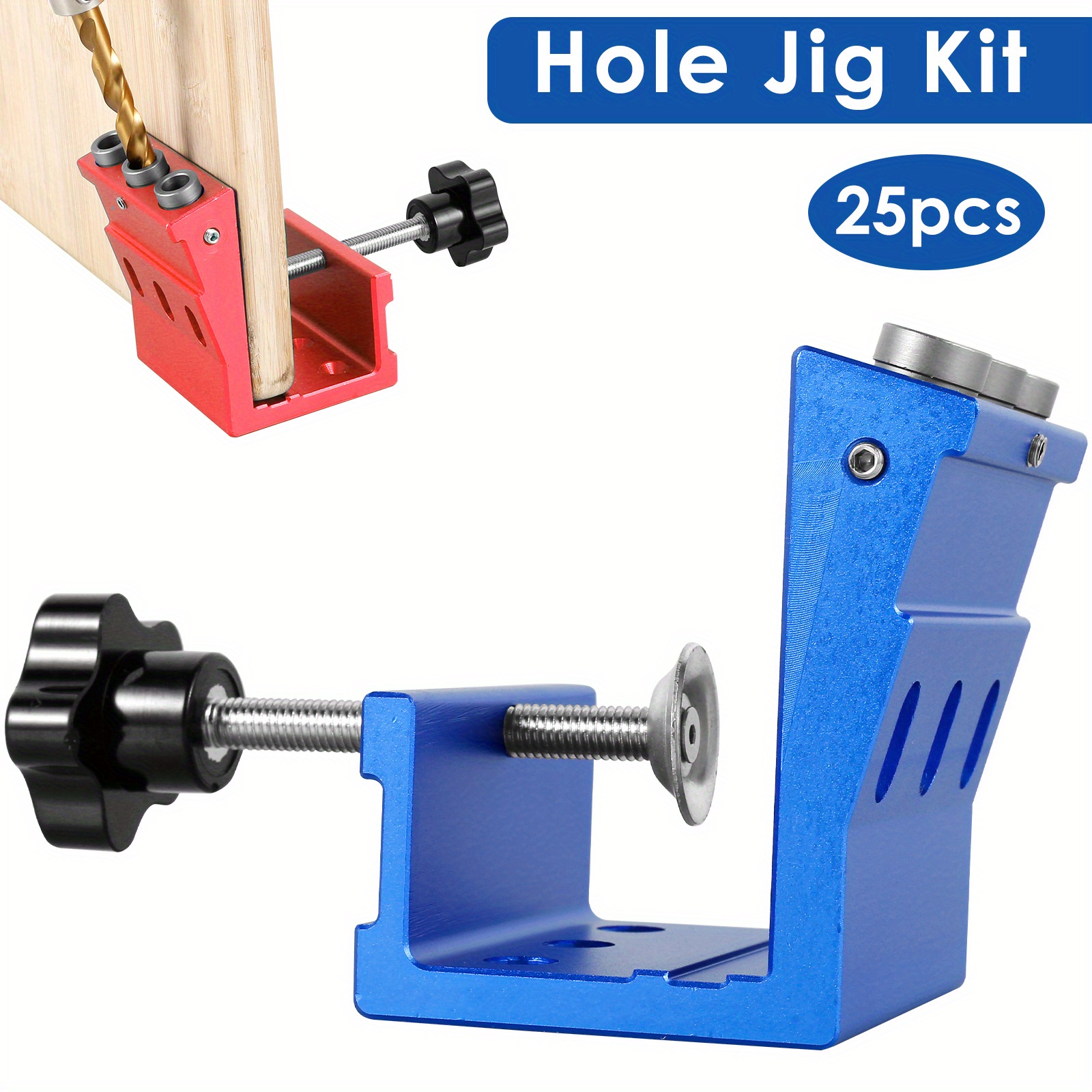 Newruiheng Pocket Hole Jig Tool Kit for Carpentry, Pocket Hole Drill Guide  Jig Set for 15° Angled Holes, Portable Wood Pocket Hole Screw Clamp System