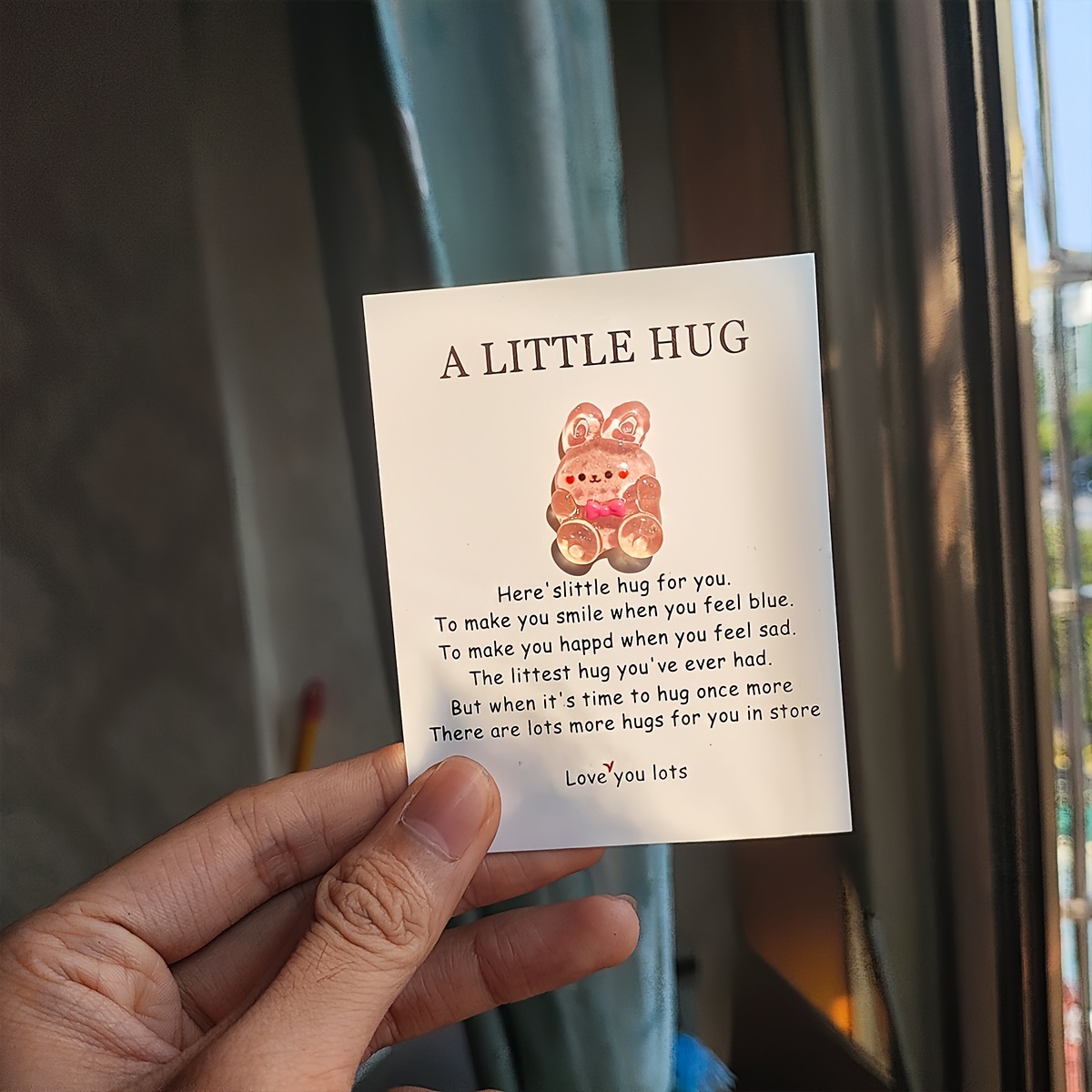 Cute Kitten Cat Hug Greeting Card, Cute Resin Animal Pocket Hug