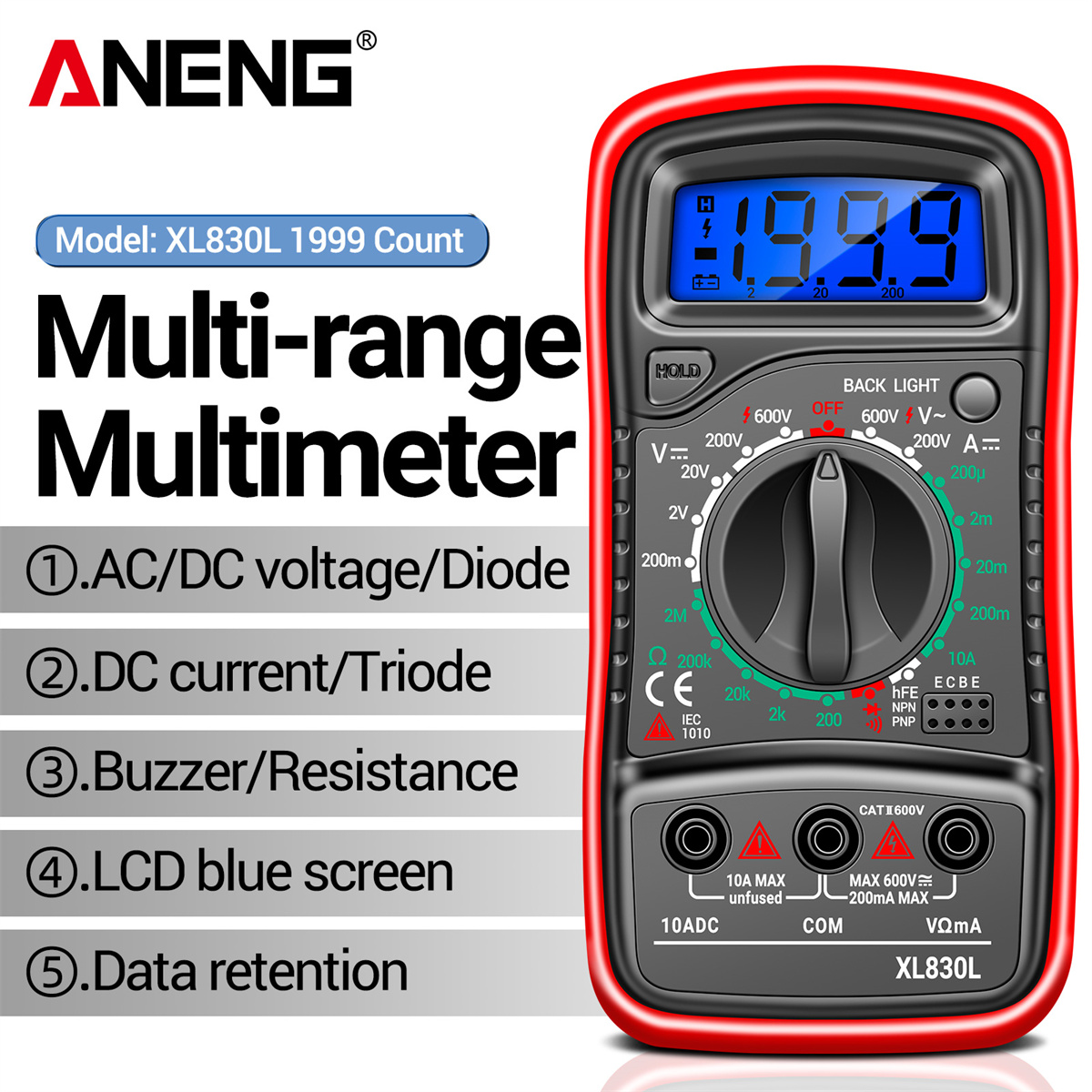 ANENG ST201 Professional Digital Multimeter 1999 Count Clamp Multimeter  Ammeter Capacitor Auto Voltage Tester Electric - AliExpress