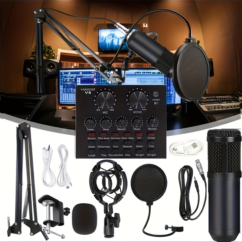  Micrófono condensador USB mejorado para computadora, ideal para  juegos, podcast, transmisión en vivo, grabación de , karaoke en PC,  Plug & Play, con soporte de brazo de metal ajustable, ideal 