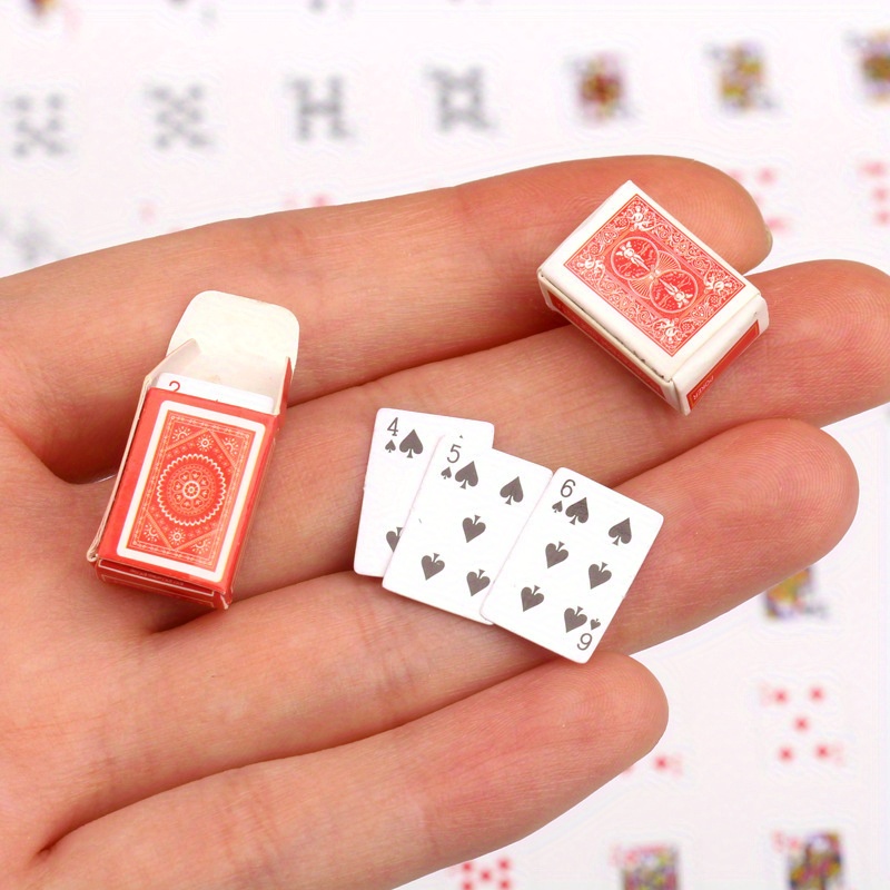 2 Decks Mini Playing Cards, 3 Different Sizes Of Mini Poker Card, Portable  Flexible Mini Game Poker Cards For Travel, Cute Miniature Dollhouse Decorat