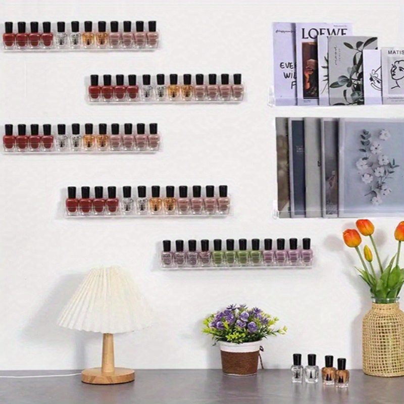 Expositor vitrina de pared con 5 estantes 50 esmaltes para uñas