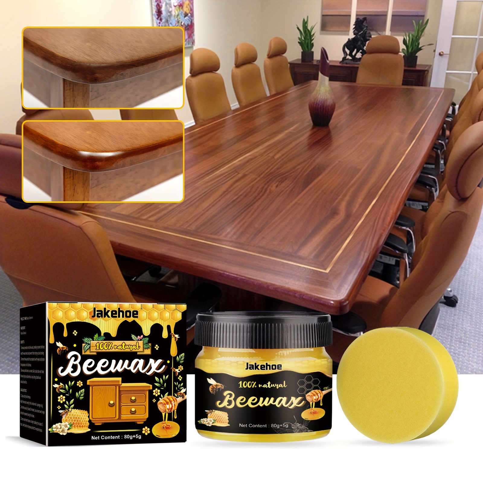 1pc Wood Seasoning Beewax,2.7 Ounces Multipurpose Natural Wood Wax  Traditional Beeswax Polish For Furniture, Floor, Tables, Chairs, Cabinets