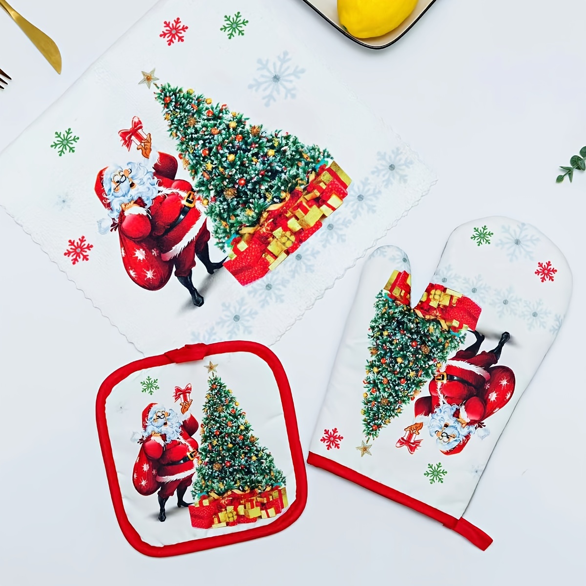 Qugrl - Guantes de cocina para horno y ollas de Navidad con diseño de  animales de Navidad