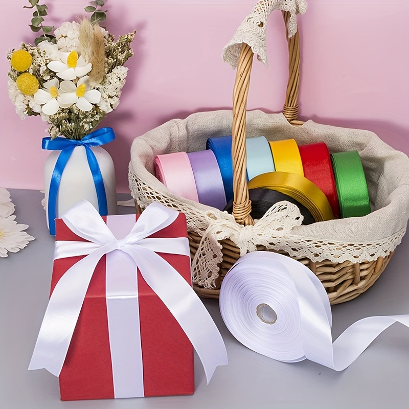 Shimmer Sheer Organza Ribbon Gift Wrapping Ribbon Sheer Chiffon Ribbon  Tulle Ribbon Mesh Ribbon (White, 0.6 Inch)