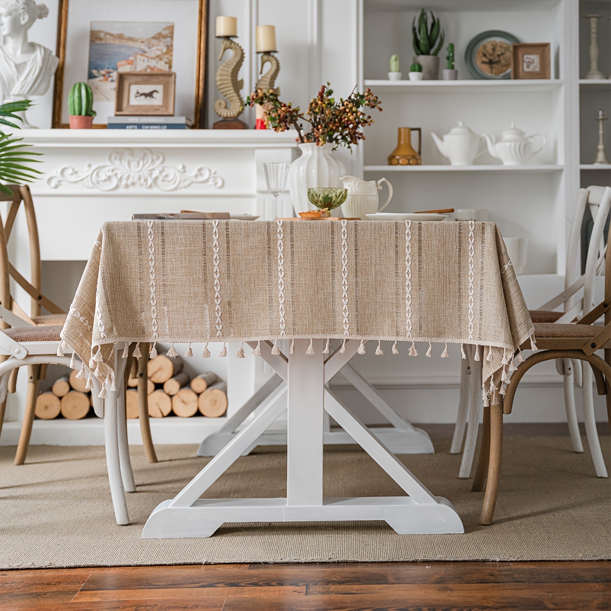 Polyester Tablecloth Plain Hollow American Rustic Table - Temu