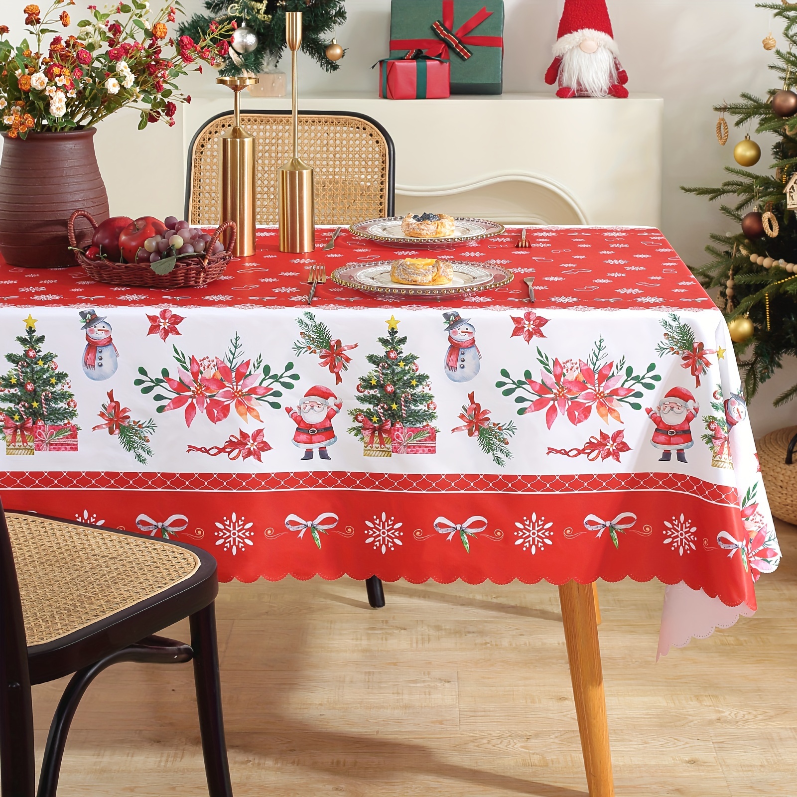 Polyester Tablecloth Nordic Retro Style Christmas Festival - Temu