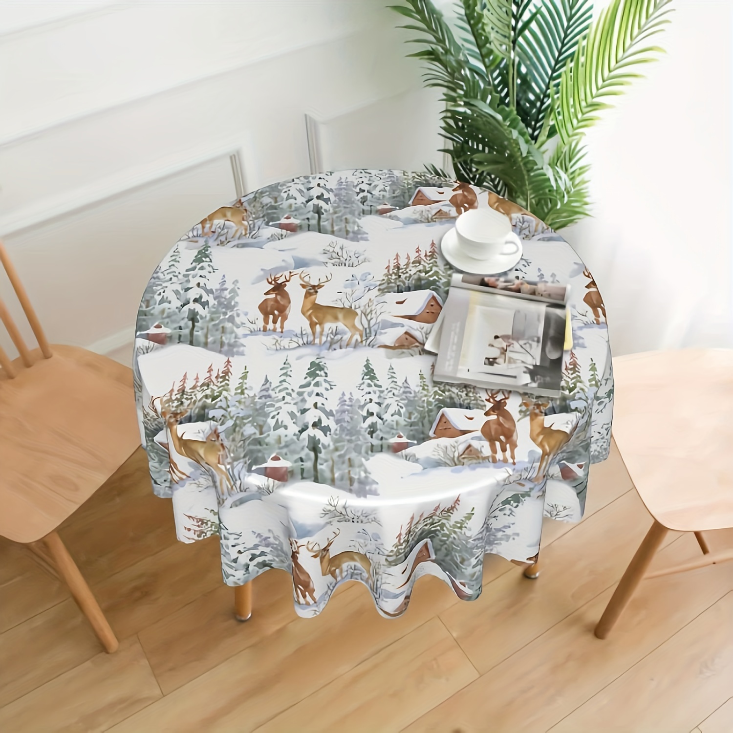 Polyester Tablecloth Nordic Retro Style Christmas Festival - Temu