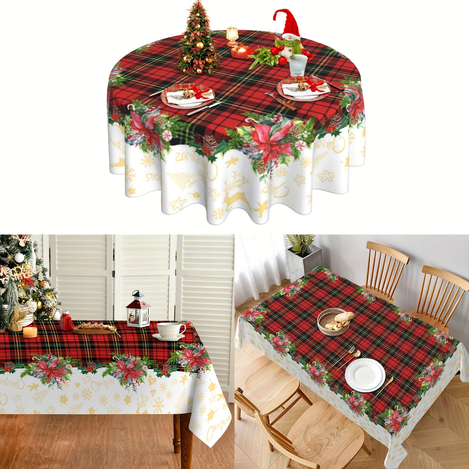 Polyester Tablecloth Nordic Retro Style Christmas Festival - Temu