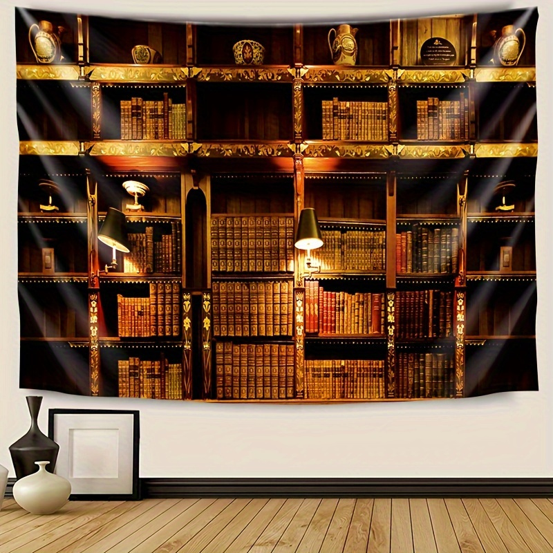 1pc Vintage Bookcase Fluorescent Tapestry Diseño Estético - Temu