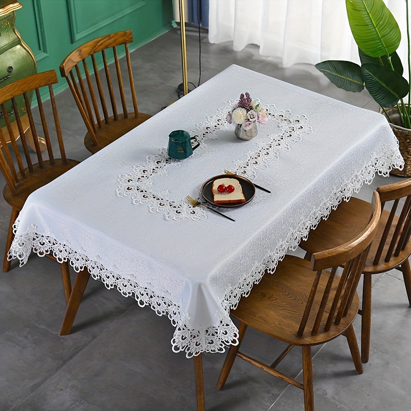 1 pièce Nappe en tissu, nappe rectangulaire en dentelle blanche moderne  pour table, Mode en ligne