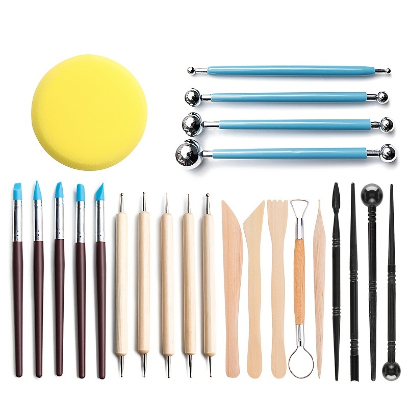  Clay Tools Pottery Sculpting Tools: 6Pcs Air Dry Polymer Clay  Carving Tools Set for Kids Adults - Stainless Steel Wooden Ceramic Clay  Sculpting Kit - Soft Molding Sculpey Clay Molds Supplies