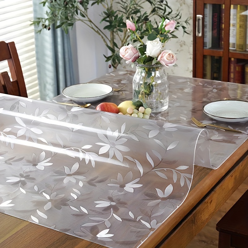 Protector transparente de la cubierta de la mesa Protector transparente de  la mesa Grueso 1 mm, Cubierta de mantel de plástico transparente PVC  Rectangular Lavable Resistente al calor Almohadilla prot : 