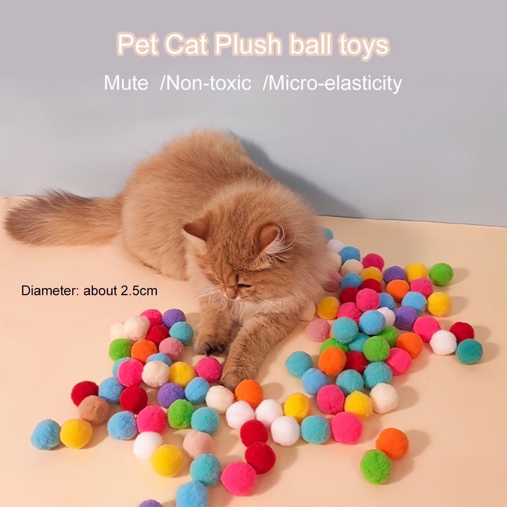 Cat Pom Pom Balls Fluffy Plush Toy Balls For Kittens Cat Training Play  Balls Fuzzy Cat Training Play Balls For Small And Medium - AliExpress