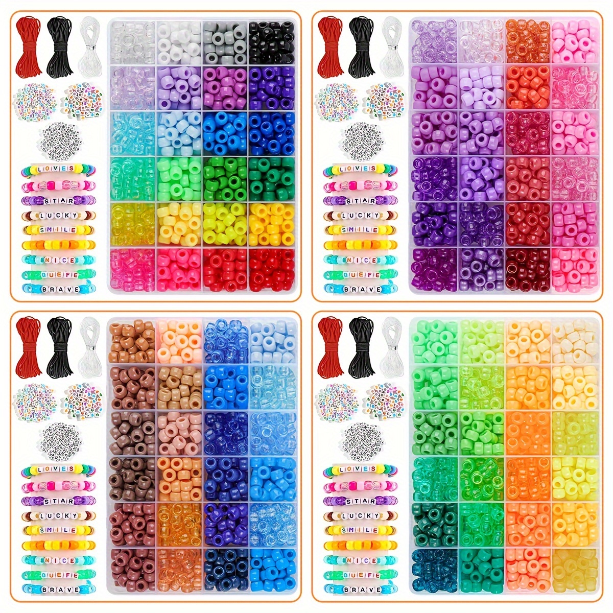 4700Pcs, 72 Colors Pony Beads Rainbow Kandi Bead for Bracelets