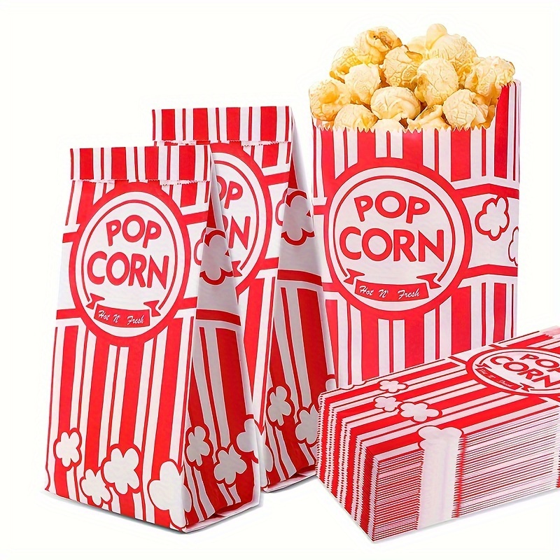 Paquete de 25 cajas de palomitas de maíz desechables de cine a rayas rojas  y blancas, capacidad de 30 onzas, caja de aperitivos vintage, suministros