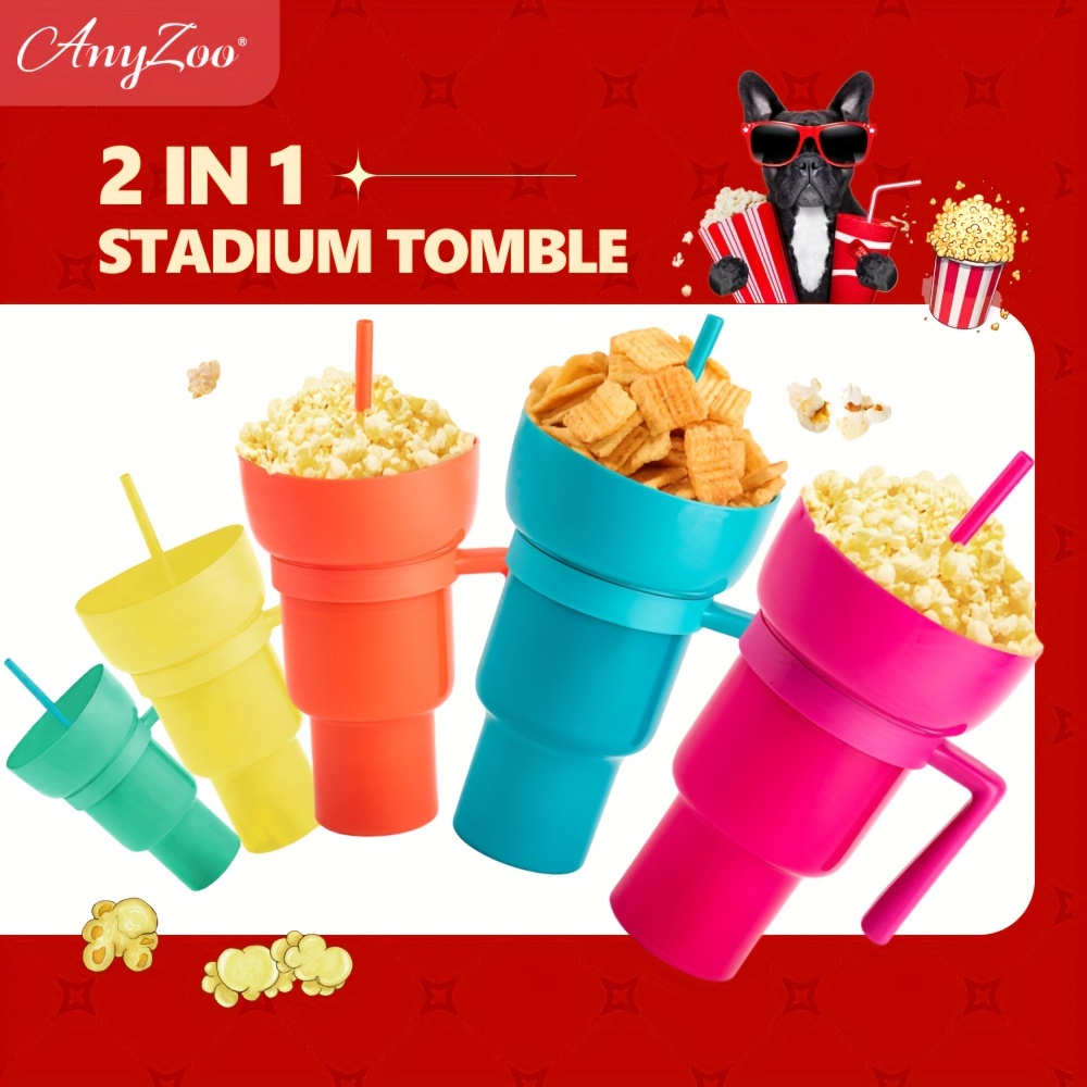 1PC Stadium Tumbler Popcorn Large Cup Snack Cup Multifunctional Cups 1000Ml
