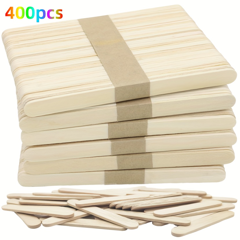 BetterZ 100Pcs Ice Cream Sticks Food Grade Solid Construction Wood Wooden  Popsicle Sticks DIY Crafts Accessories for Home Multicolor