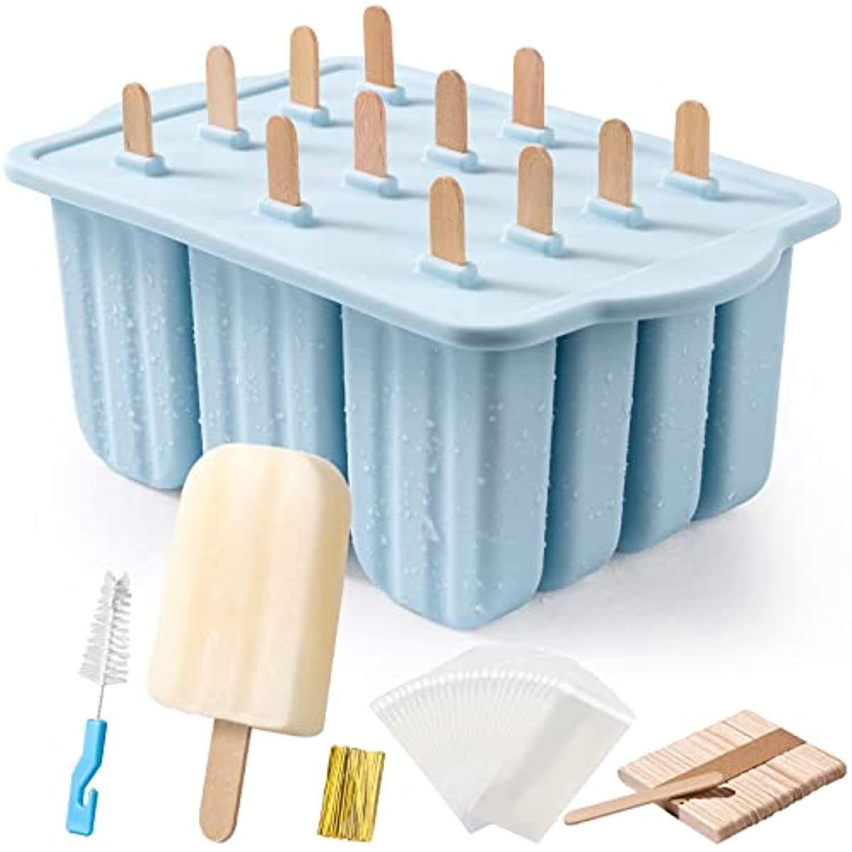 2 PCS Ice Pop Molds Silicone Large Popsicle Molds With Lids for Kid  Stackable Cake Pop Mold With Reusable Sticks for Homemade Popsicles Cake 