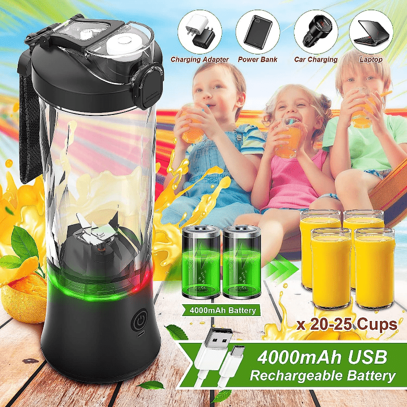 Portable Blender for Shakes and Smoothies, USB Rechargeable Personal  Blender, Mini Blender with a 17.6oz Capacity, Strong Stainless-Steel  Blades, and