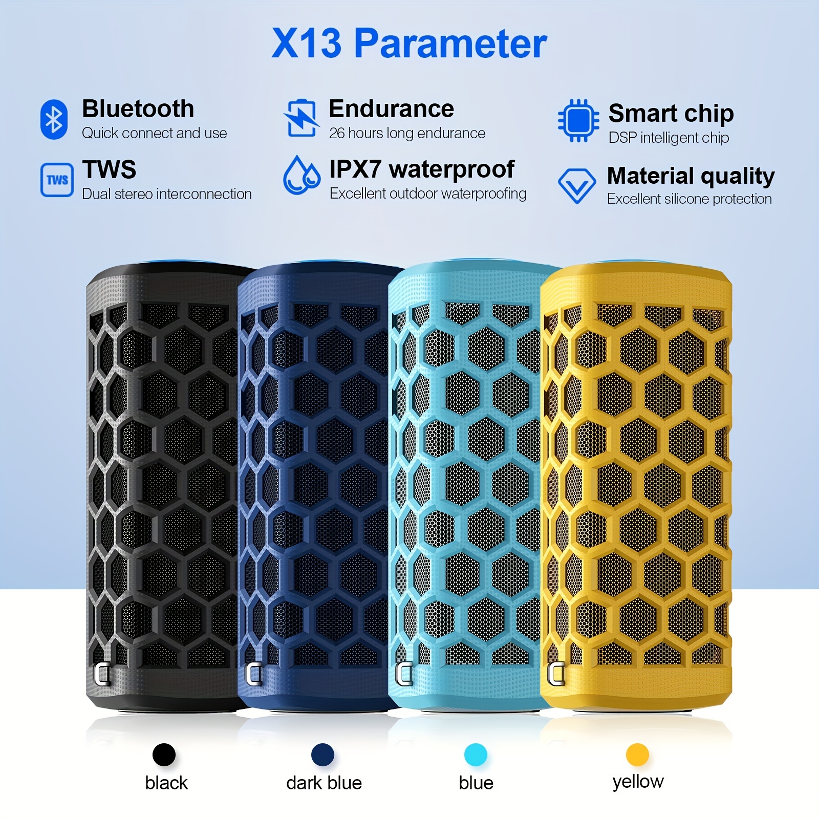 TWS Potente altavoz Bluetooth® 2x5W con luz multicolor