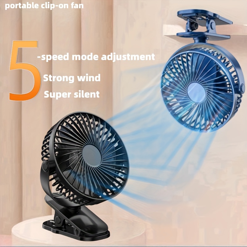 Gaiatop Mini ventilador portátil para cochecito, ventilador pequeño con  clip, desmontable de 3 velocidades, recargable de 360°, rotación de 360°