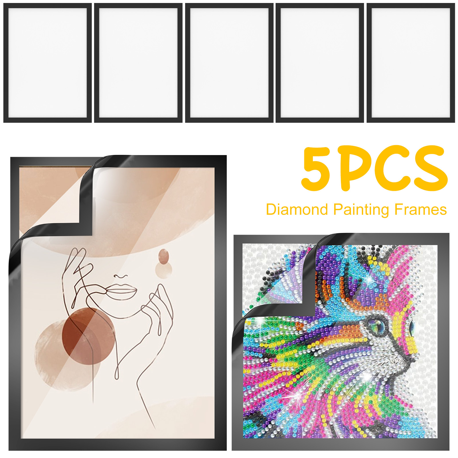 5d Diamond Painting Kits With White Frame Cartoon Flamingo - Temu