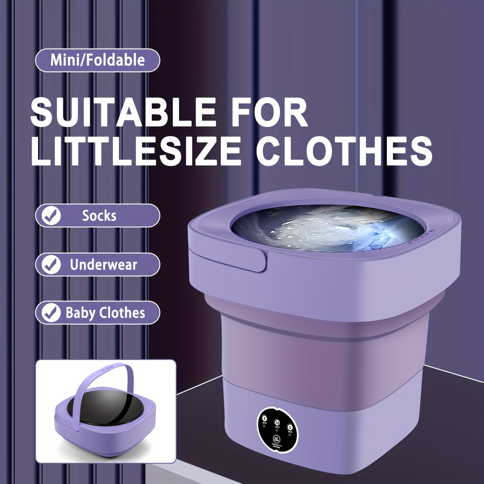 Portable Foldable Mini Washing Machine 8L High Capacity With 3 Modes Deep  Cleaning Half Automatic Washt Soft Spin Dry For RV Travel, Camping