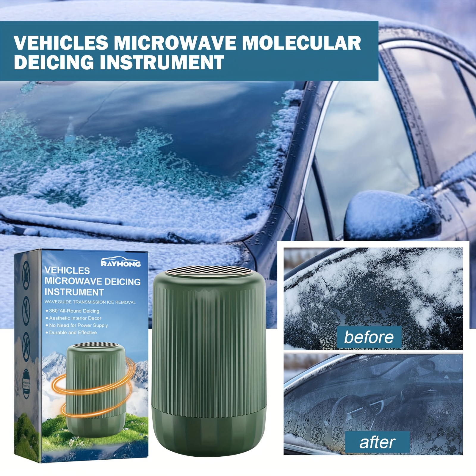 Vehicle Microwave Molecular Deicing Instrument, Portable Vehicle-mounted  Microwave Powerful Deicer, Car Deicer, Solid Aromatherapy De-icing Cup