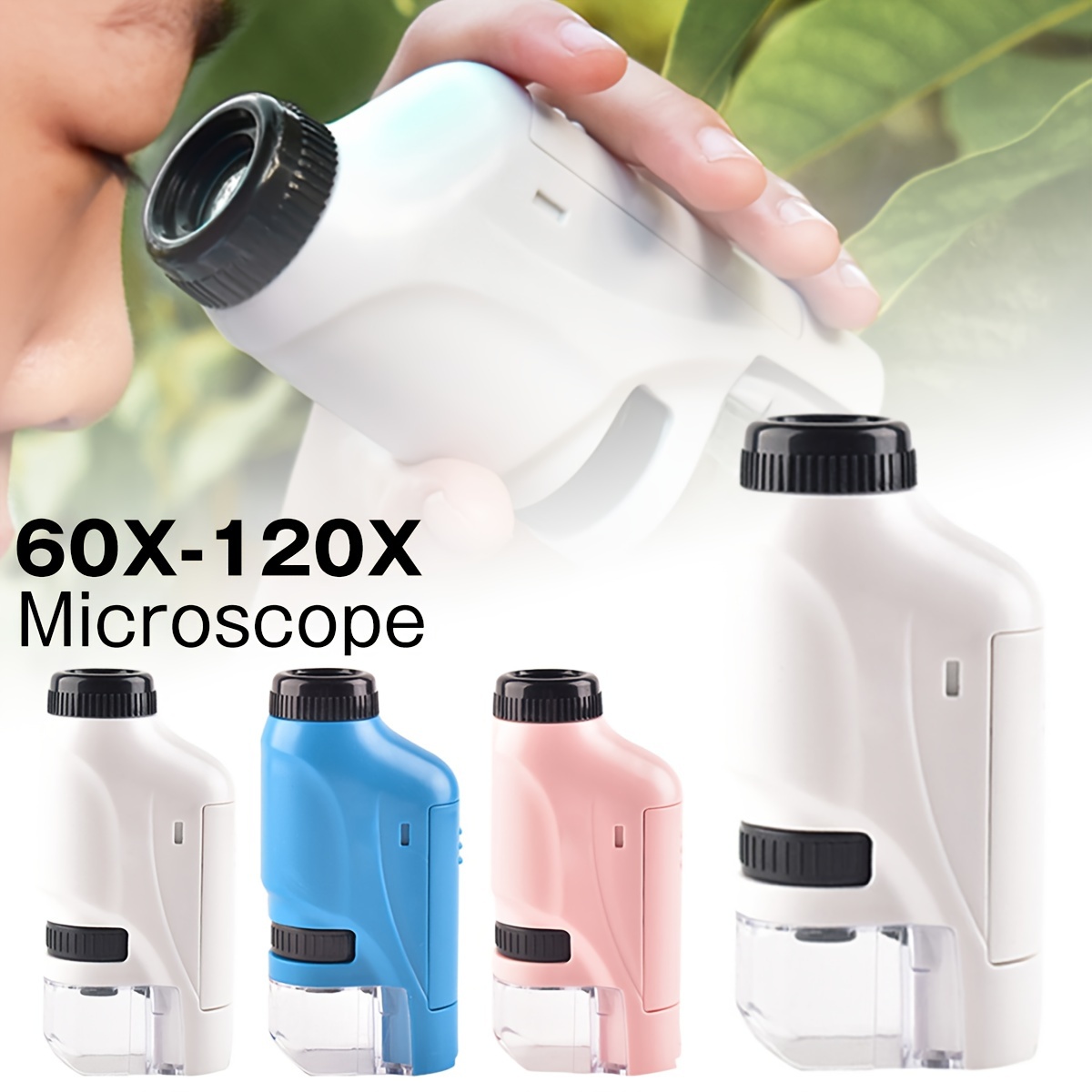 Miniscope Enfants, 60-120x Microscope de poche avec 12pcs