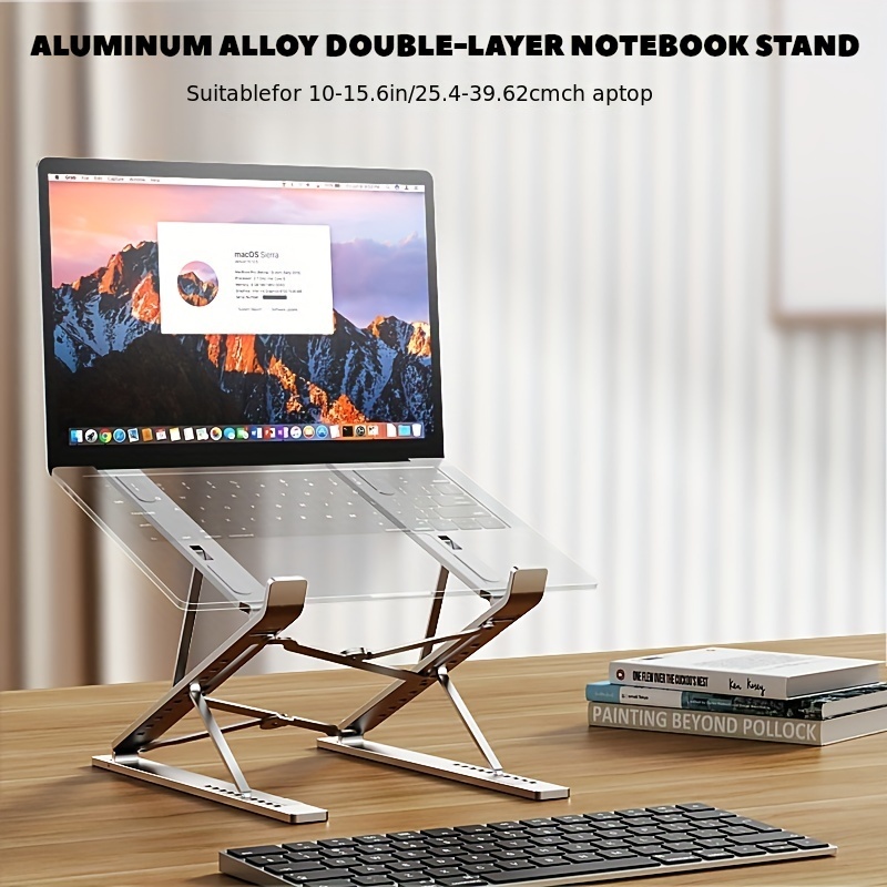  Soporte ajustable de aluminio para laptop, plegable, portátil.  Compatible con MacBook Air Pro, HP, Lenovo, Dell y otras laptops y tabletas  de 10 a 15.6 pulgadas (plata) : Electrónica