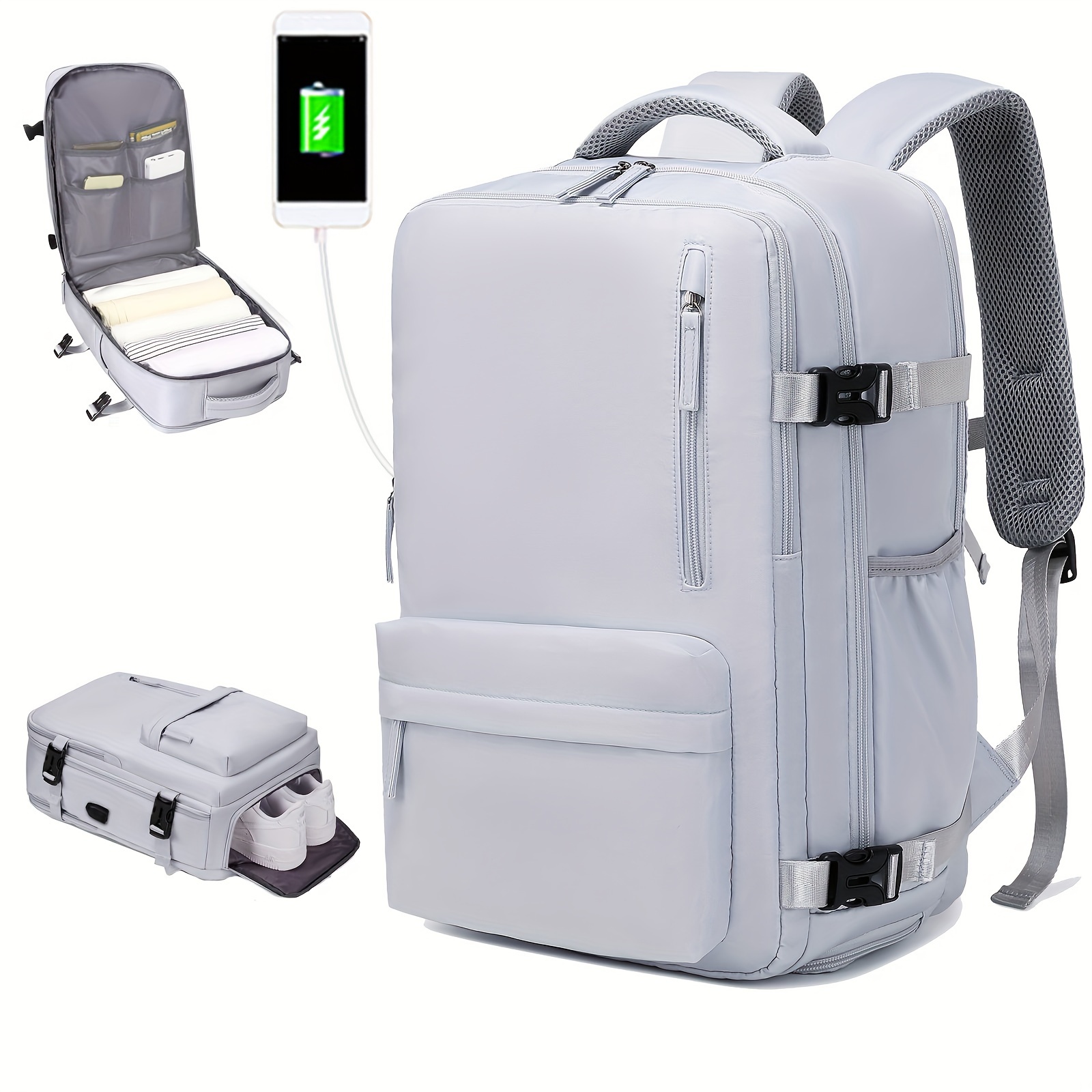 Mochila para laptop para mujer, mochila de viaje con puerto de carga USB,  mochila de moda para universidad, escuela, mochila casual, Greyp, 15.6