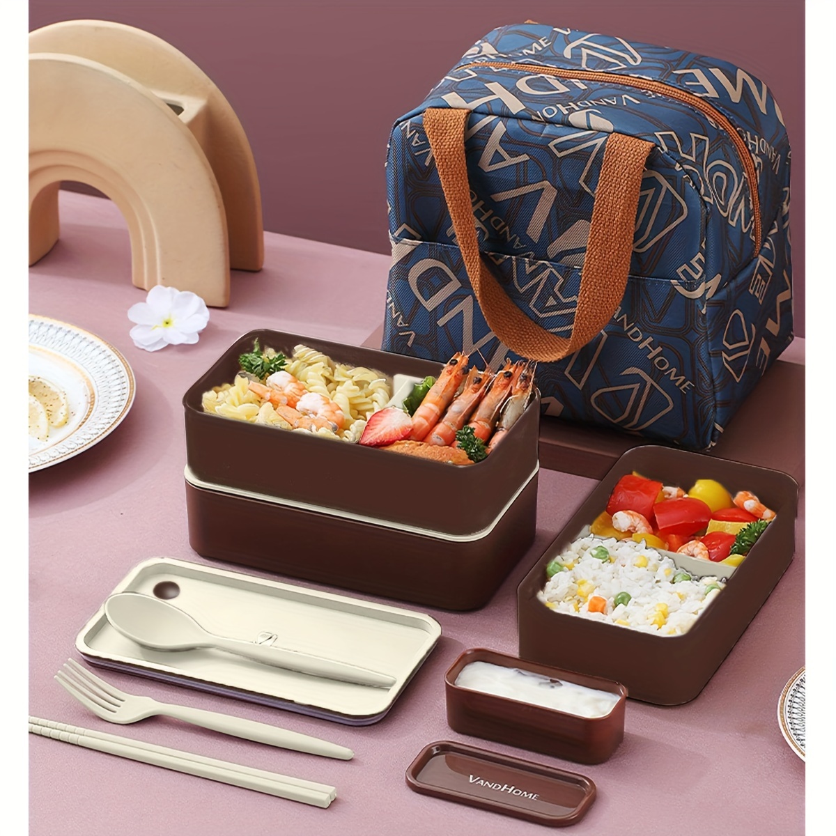Portable Insulated Lunch Container Set Multi-layer Combination