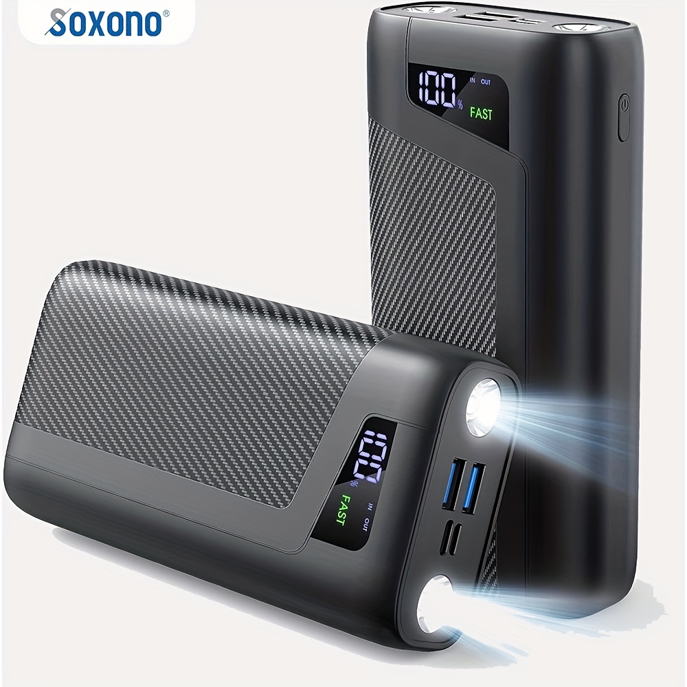 Cargador de teléfono portátil de 10000 mAh Carga rápida 2.4 A Baterías  externas Puertos duales con pantalla LCD Powerpack compatible con iPhone  Huawei