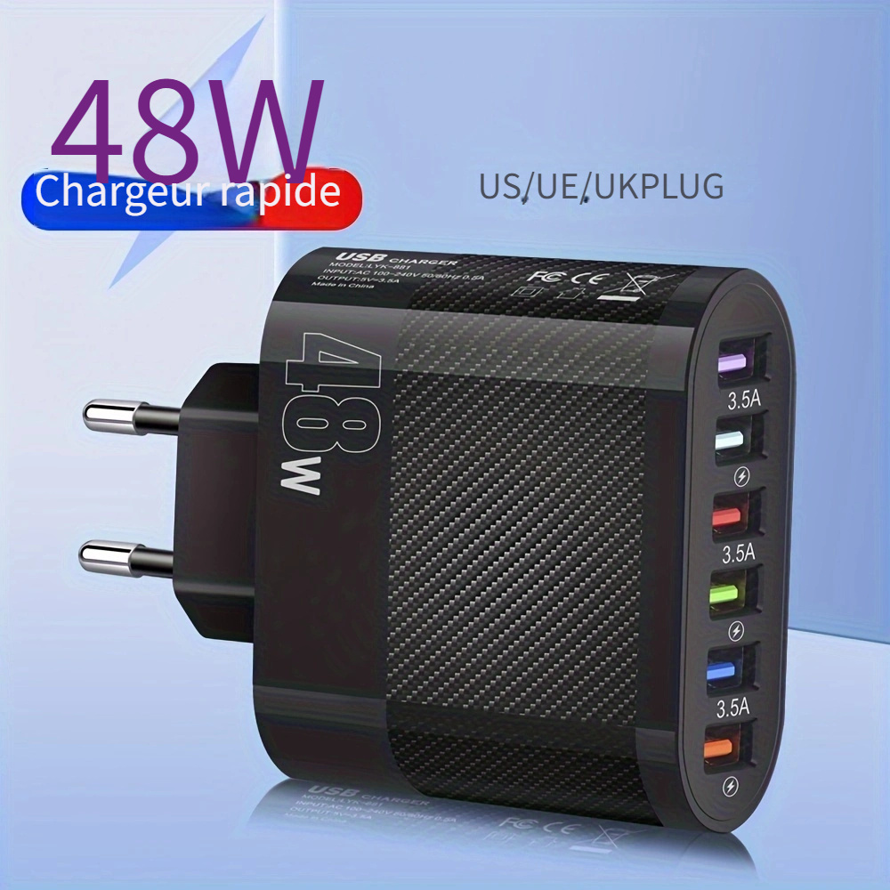 MULTI-CHARGEUR USB 10 PORTS AVEC ADAPTATEUR SECTEUR 48W