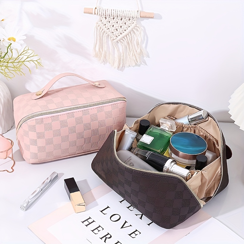 Floral Applique Zipper Portable Wash Bag, Cosmetic Storage Bag