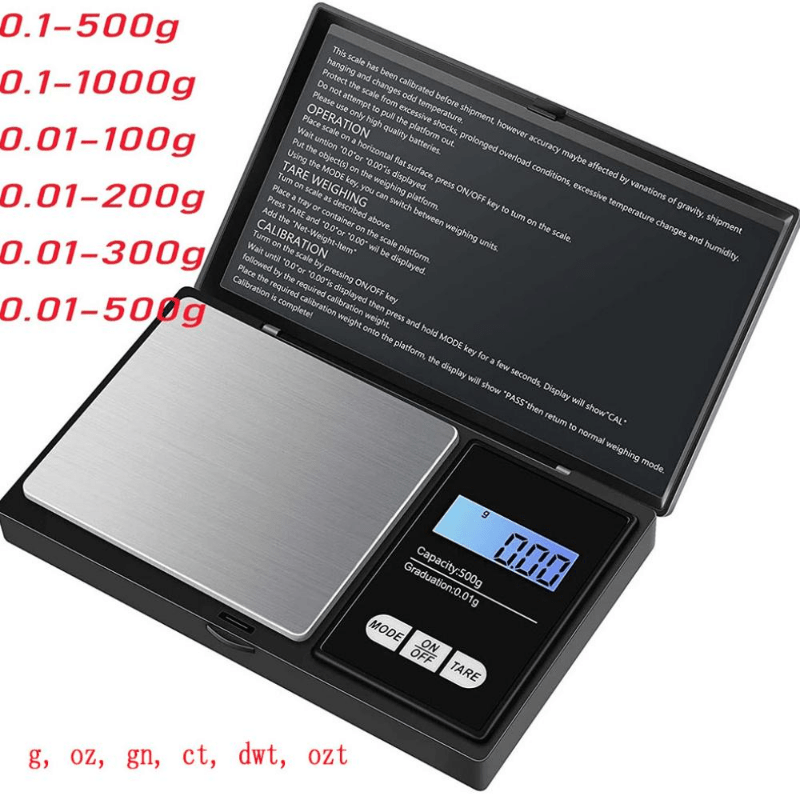 Báscula de comida de cuchara medidora de cocina Digital Multifunción Digital  Spoon Scale, peso de 0.1 gramos a 500 gramos Unidad de soporte G / oz / gn  / ct con 2 Aaa B