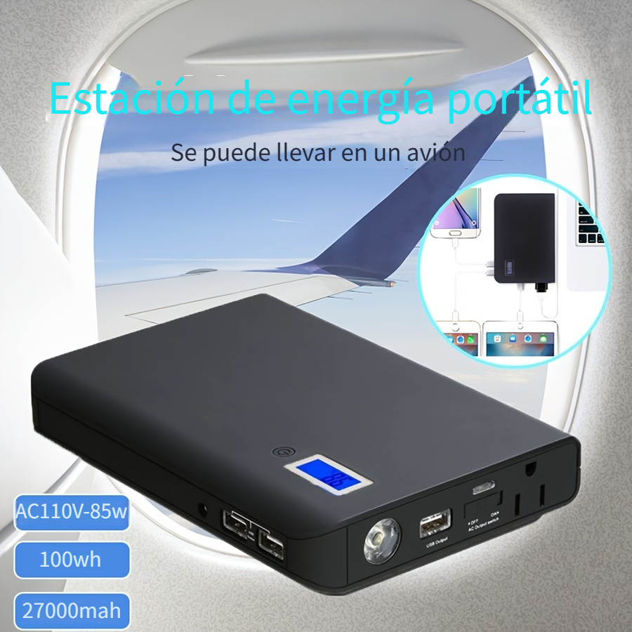 Cargador portátil inalámbrico 26,800 mAh 10 W carga inalámbrica+PD (18 W)  3.0 carga rápida banco de energía 2 entradas+4 salidas USB C batería  externa