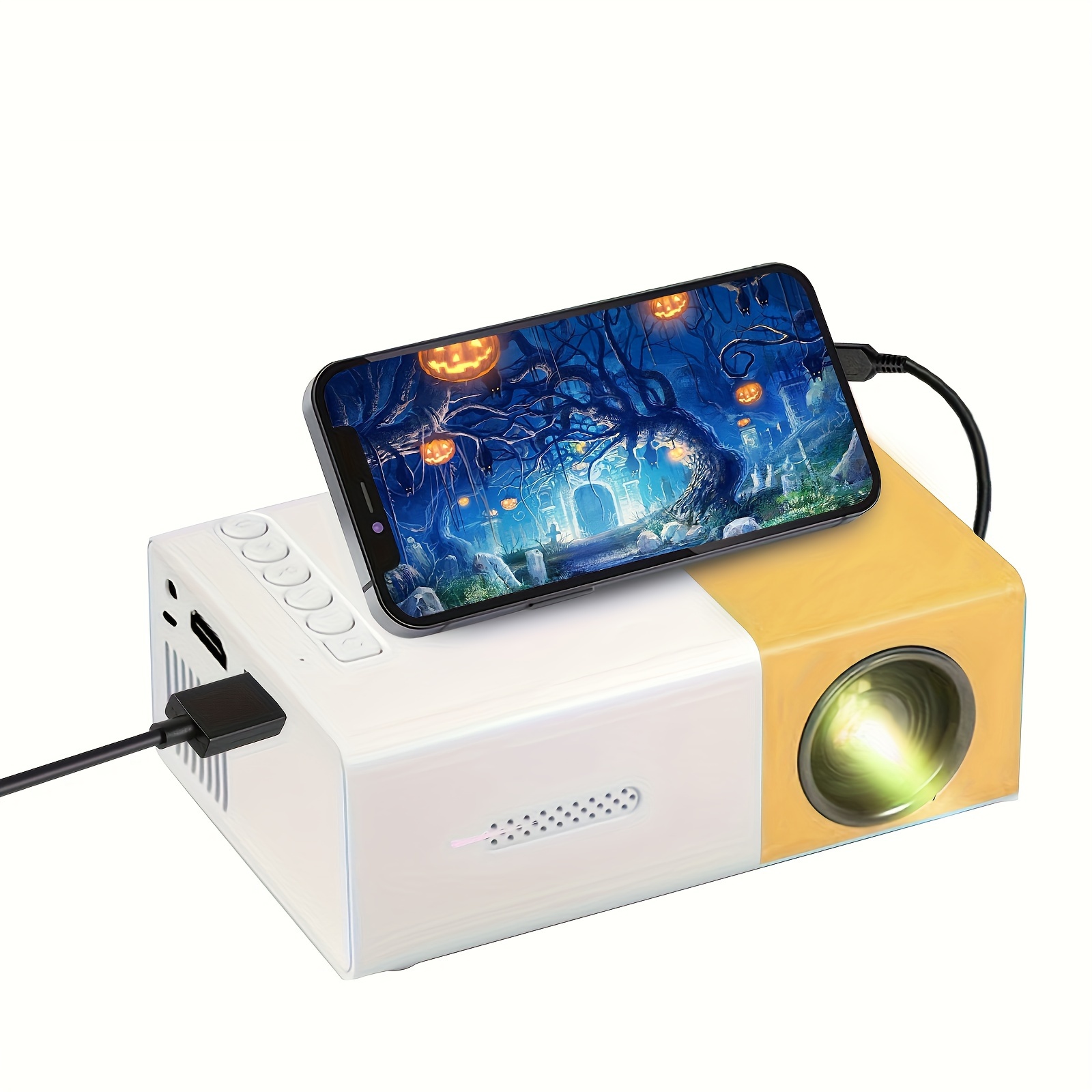 Mini proyector alimentado por batería con Bluetooth - Proyector recargable  Native HD 1080P, proyectores de películas portátiles para exteriores con