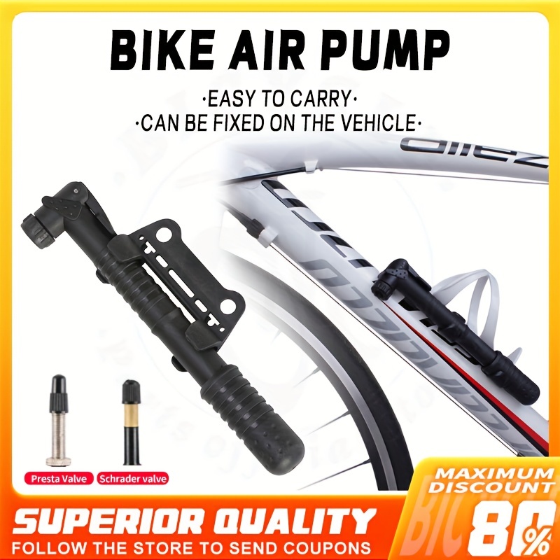 Pompe à vélo Mini pompe à vélo, pompe à cycle en alliage d'aluminium pour  valve Presta & Schrader, pompe à pneus de vélo légère portable