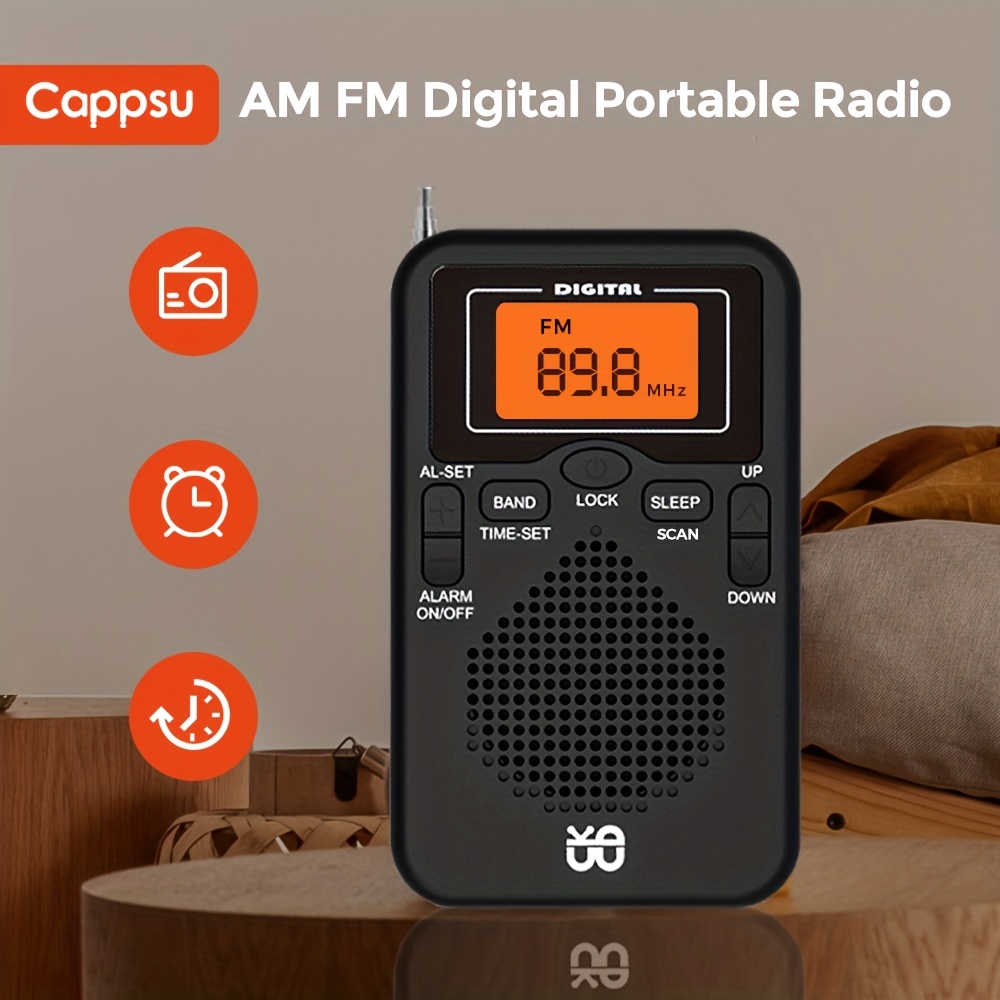 Radio Digital portátil Radio de Onda Corta Am/FM portátil con Temporizador  de Apagado automático y función de Reloj Despertador, radios Que Funcionan  con baterías, 12/24H : : Electrónica
