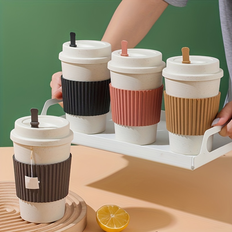 Reusable Coffee Cups With Portable Rope And Lids To Go - Temu