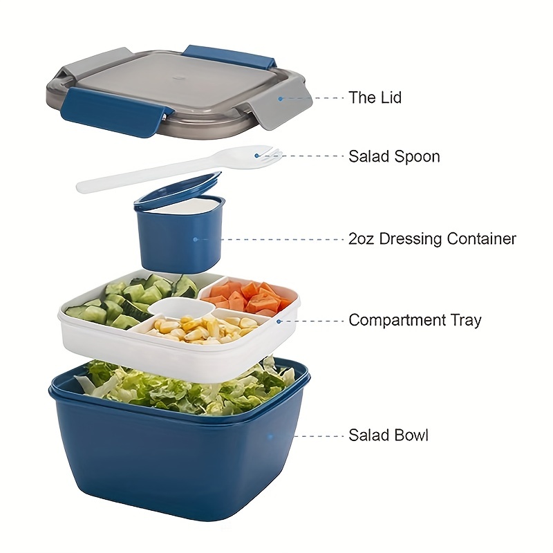 1pc 1000ml Large Capacity Portable Salad Cup With Fork, Dressing Container  For Outdoor Eating, Lunch, Office, Student With Weight Loss Functions.