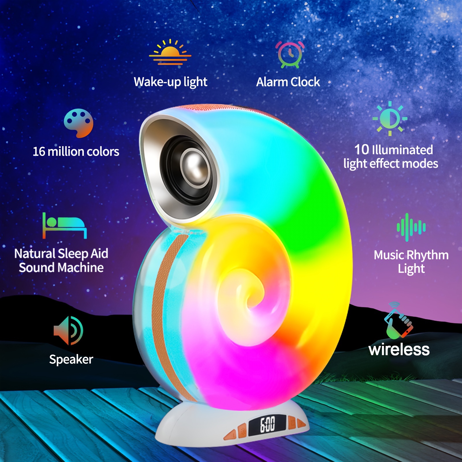 Led Wireless Fast Charging Speaker And Light 7 Color - Temu