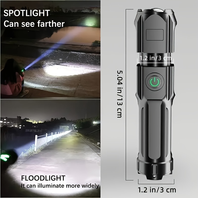 1pc Super Bright Zoomable Flashlight - Portable, Multi-Functional,  Telescopic Zoom For Outdoor Home Use Rechargeable Flashlights, Mini  Zoomable Flashl