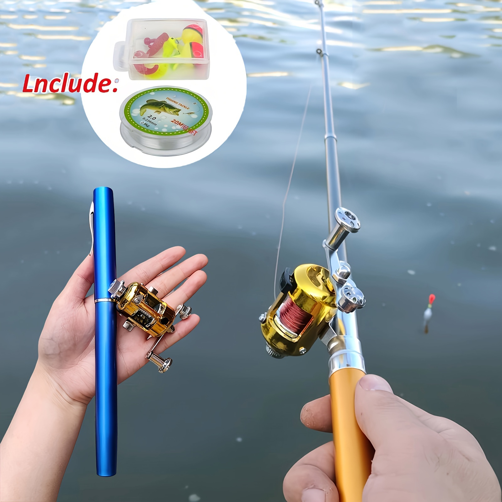 Portable Telescopic Mini Fishing Pole Pen Shape Fishing Rod - Temu