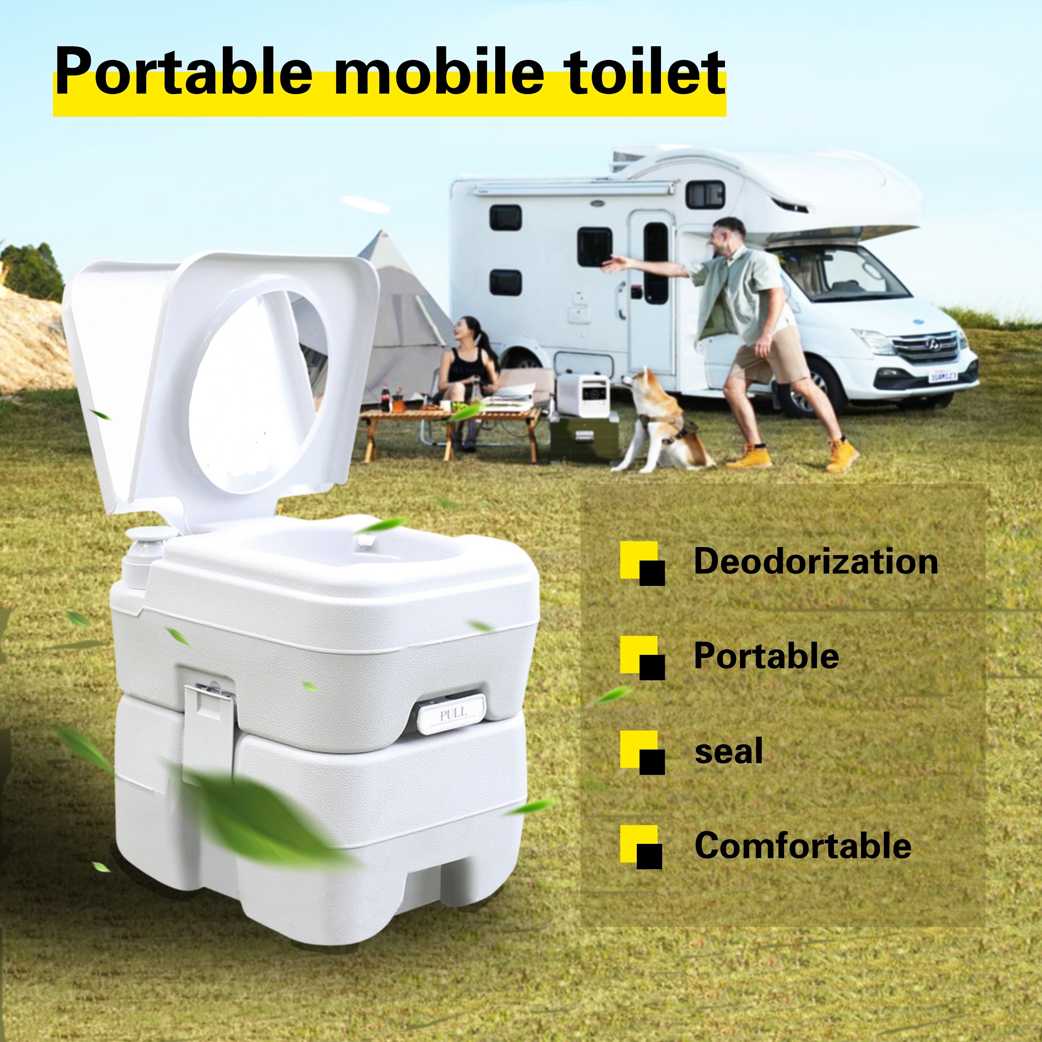 Inodoro portátil para camping, inodoro portátil plegable para adultos,  impermeable, con bolsa de transporte y asiento de inodoro desechable para