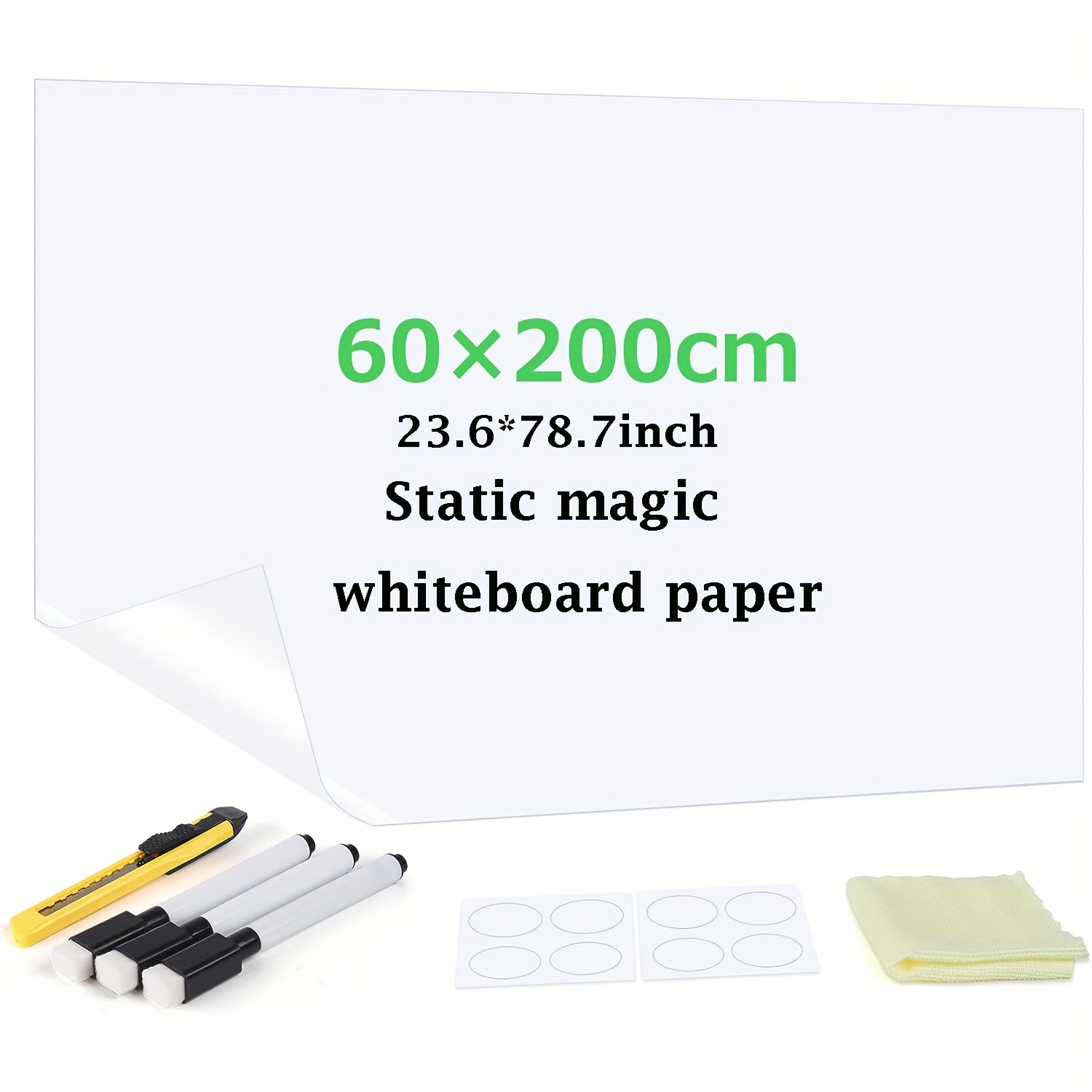 Large Magnetic Whiteboard Wall Sticker, Non-Adhesive Back, Dry Erase Board  with Nano Tape,Thick Reusable Writable Erasable Board for Home Office