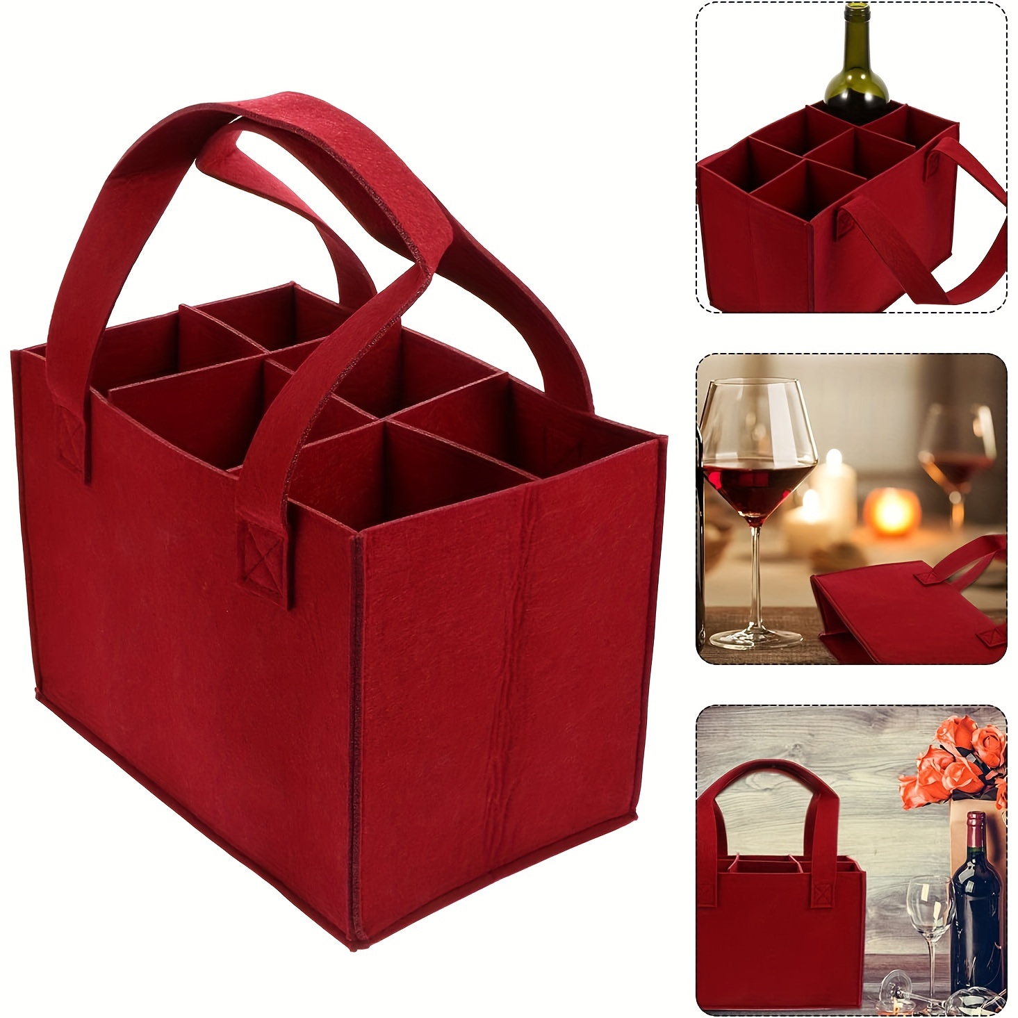 6 Bottle Wine Carrier Bag, Reusable Wine Bottle Tote Bag, Portable Wine  Travel Bag with Handle for Picnic, Camping, Travel, Wine Tasting, Party  (Grey)