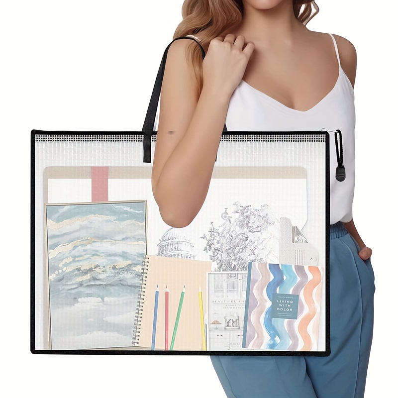 19x25in Large Art Folder Clear Mesh Folder Organizer For Bulletin Boards  Poster Organizer With Zipper Handle